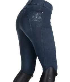 Pantalon d'équitation en jean à fond intégral grip Estelle