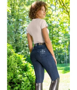 Pantalon d'équitation en jean à fond intégral grip Estelle