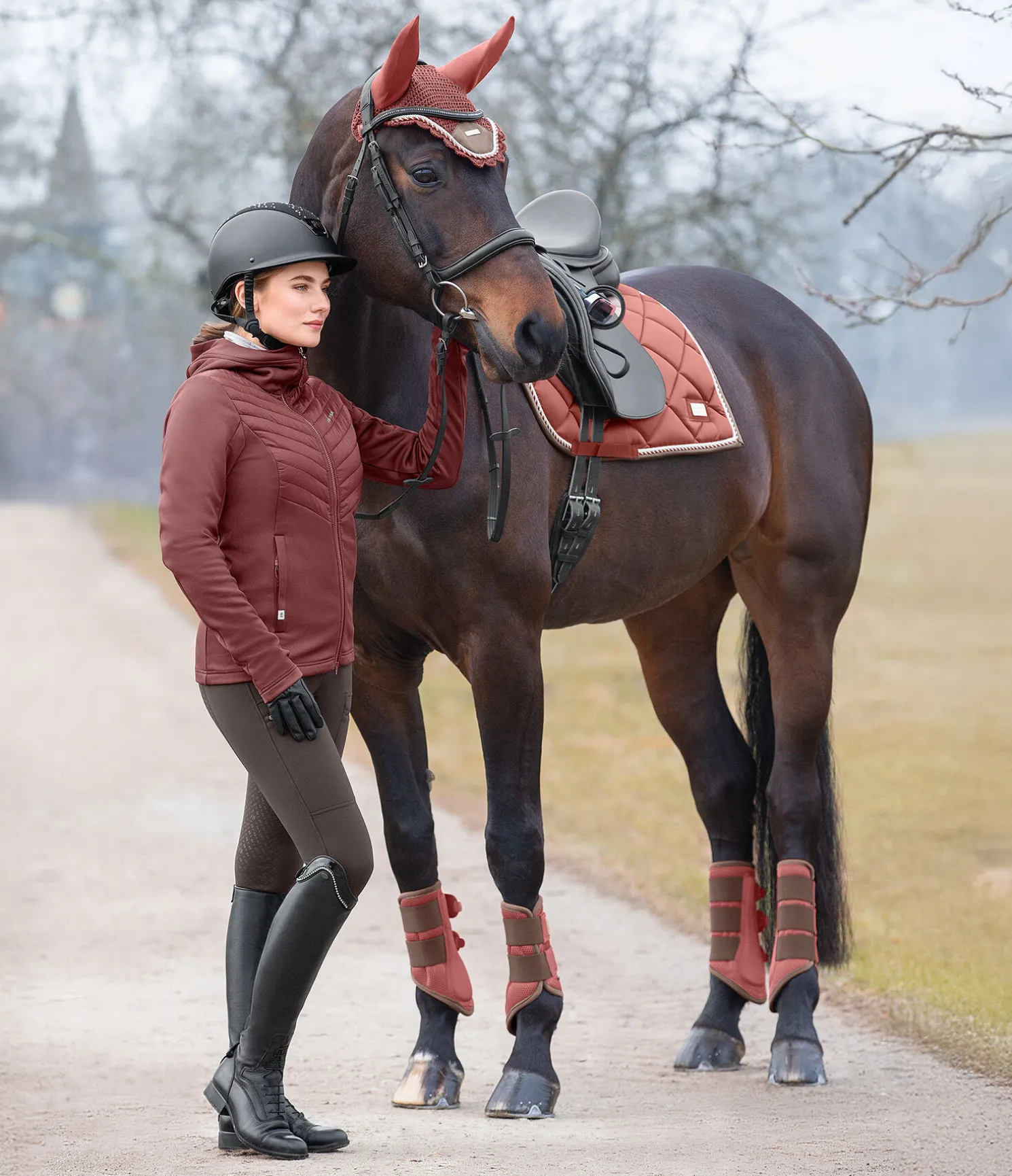 Veste d'équitation bi-matière à capuche Mara